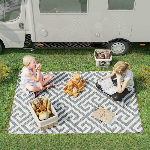 Outsunny 152x243cm Reversible Outdoor Rug Portable Plastic Straw RV Camping Mat