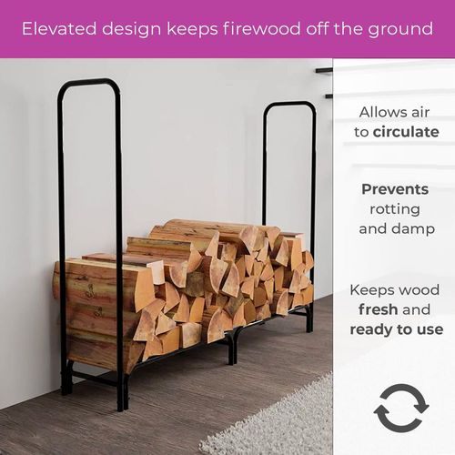 Neo 240cm Outdoor Metal Log Holder Storage Rack with Cover