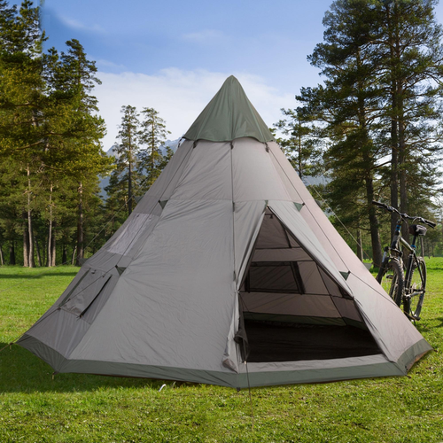 6-7 Person Large Family Party Camping Tent Carrying Bag, Mesh Window Outsunny
