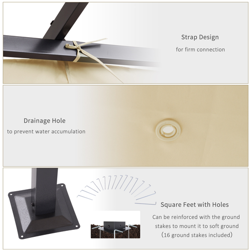 3x3m Outdoor Pergola Metal Gazebo Porch Awning Retractable Canopy Outsunny